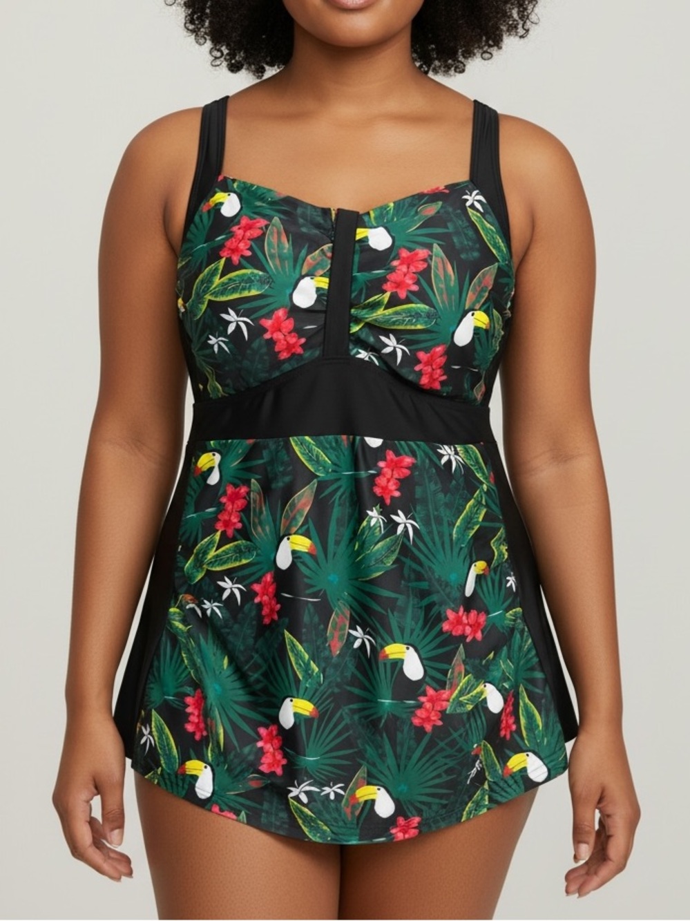 BloomChic Tropical Print Tankini Green